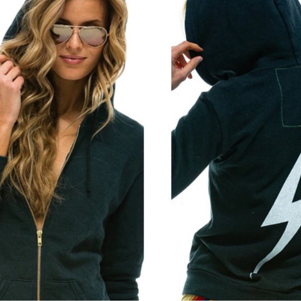 NAVY Aviator Nation Zip up Hoodie with Lightning Bolt XS